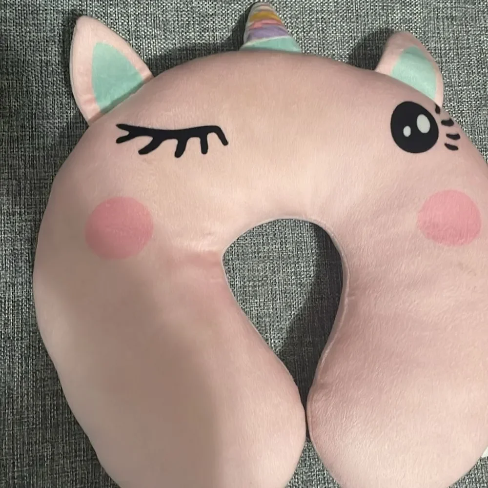 Prelovedd little girls pink unicorn horse head soft pillow rest